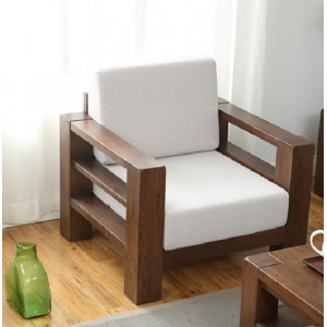 Chunky - Dark Walnut Oil : Ghế Sofa Đơn Gỗ Sồi Kèm Nệm